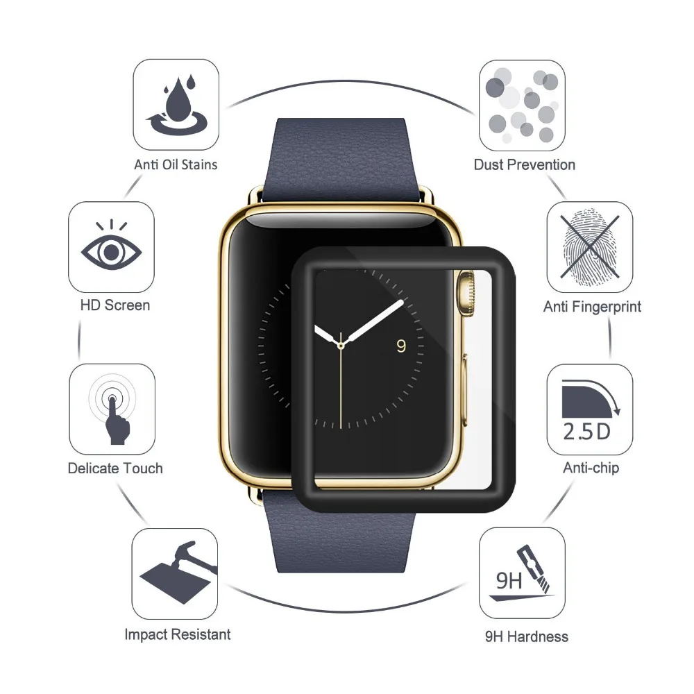 Закаленное Стекло для наручных часов Apple Watch серии 1/2/3 4D Гибкая защита экрана с