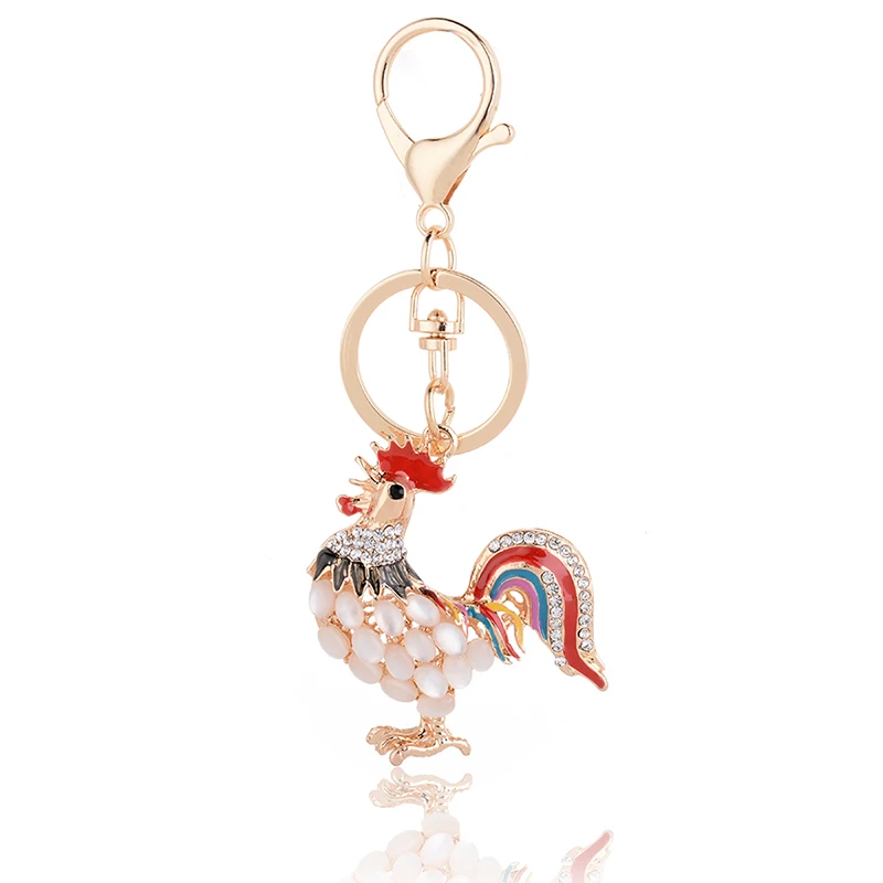 Роскошный брелок для ключей с петухом и держателем для ключей Porte clef подарок для мужчин и женщин пакет Сувенирный кулон для автомобиля - Цвет: cock