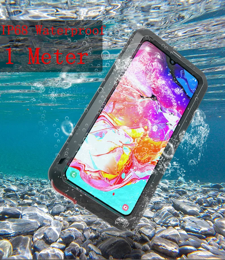 Gorilla glass LOVE MEI металлический бронированный водонепроницаемый чехол для Samsung Galaxy A70