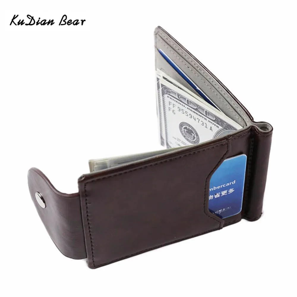 KUDIAN BEAR Rfid кошелек с зажимом для денег мужской тонкий из нержавеющей стали