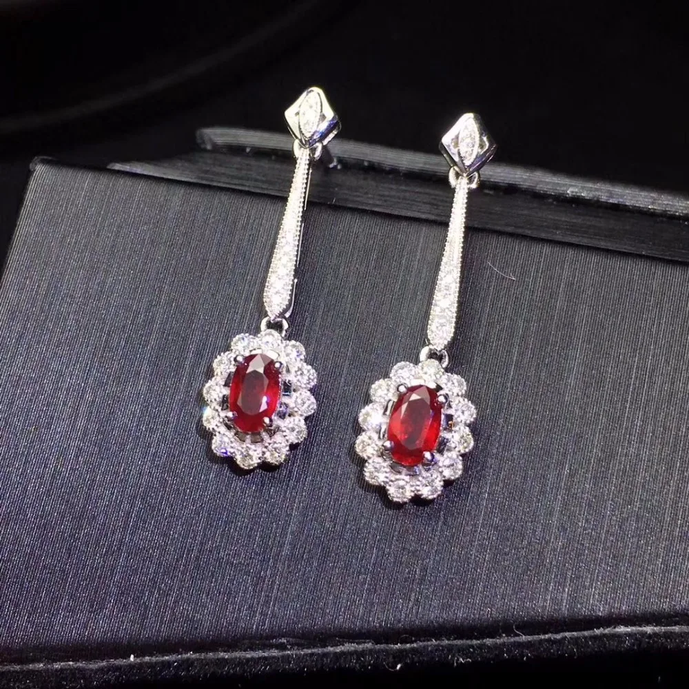 Ювелирные изделия настоящее чистое 18 K Белый Золотой натуральный рубин