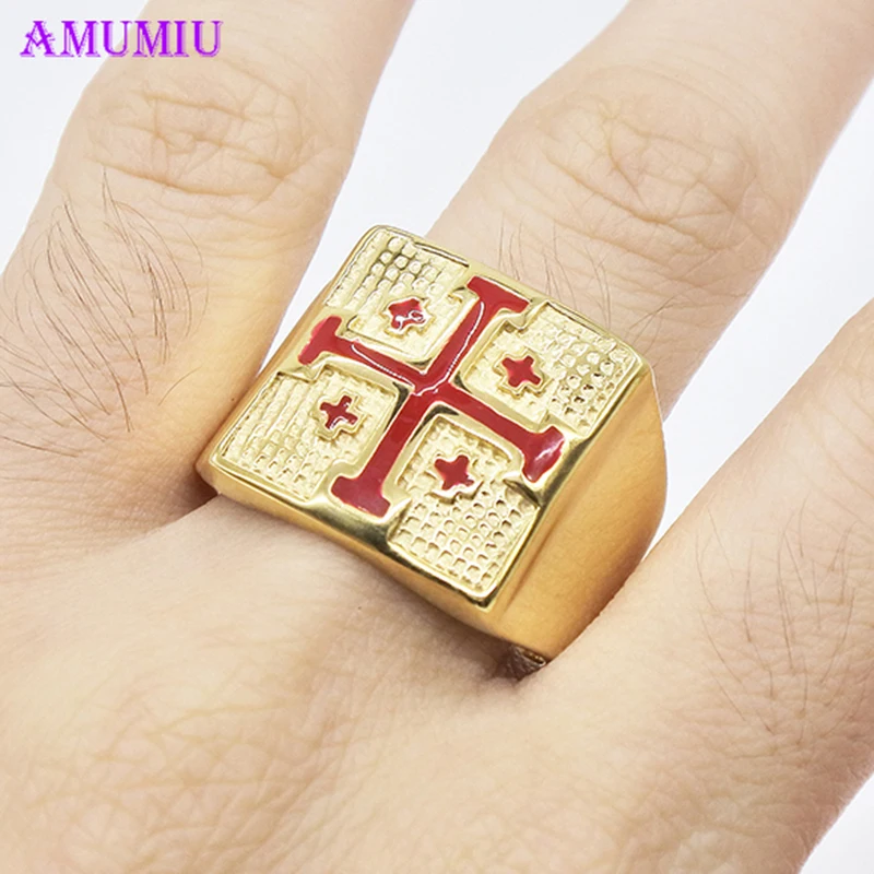 Мужские Винтажные кольца AMUMIU серебряное золото квадратное кольцо из