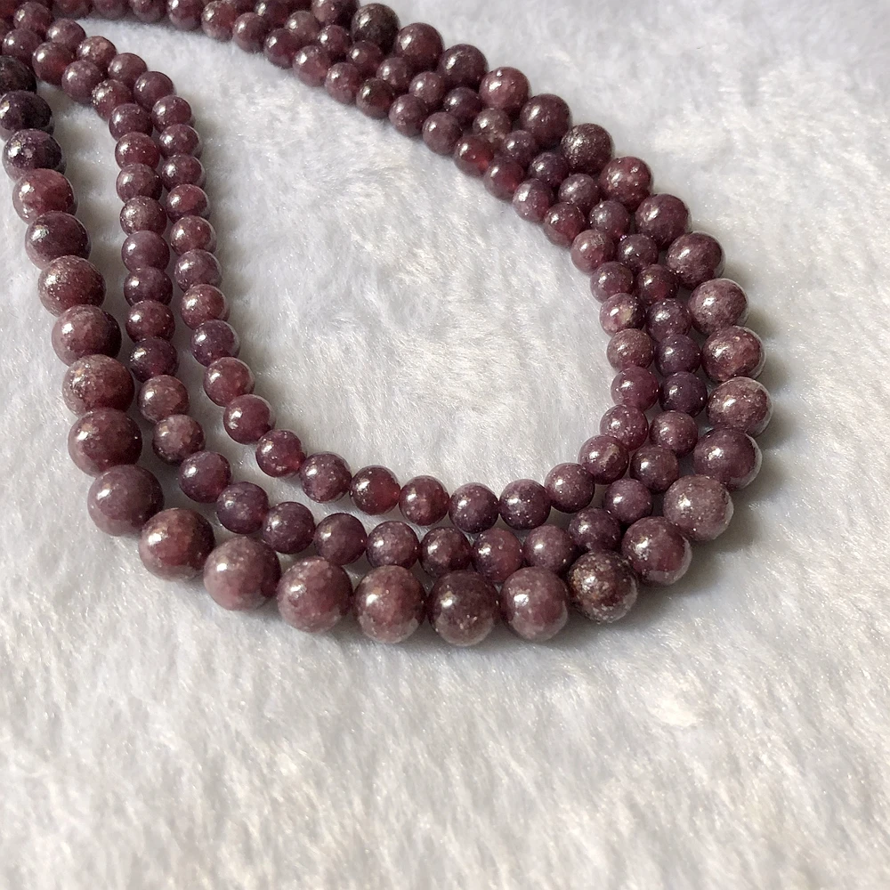 AAA Top Quality Natural Lepidolite Beads 6MM 8MM 10MM Purple Round Semi Gem Stone Jewelry Loose 1string of 15.5&quot | Украшения и