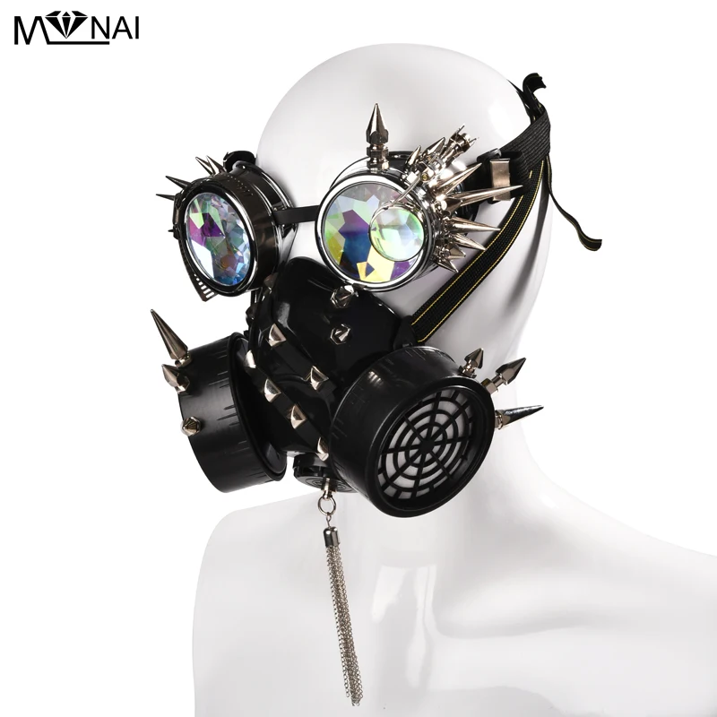 Máscaras de gafas Steampunk con pinchos, accesorios de Cosplay, góticos, para fiesta, Festival, máscara de tachuelas, Máscaras faciales Punk