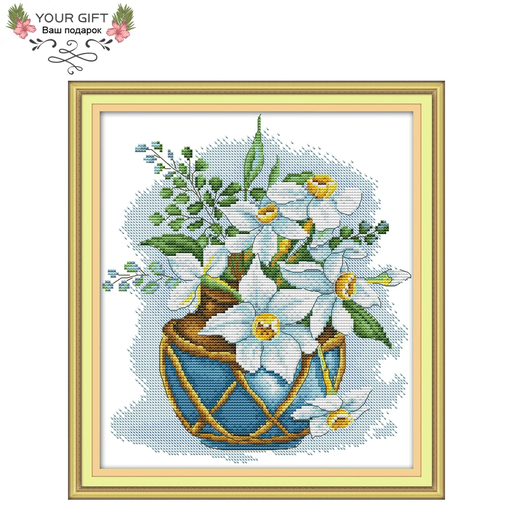 

Joy Sunday Flowers Home Decor H755 14CT 11CT Counted Stamped Blooming Needlework Needlepoint Embroidery DIY Cross Stitch kit