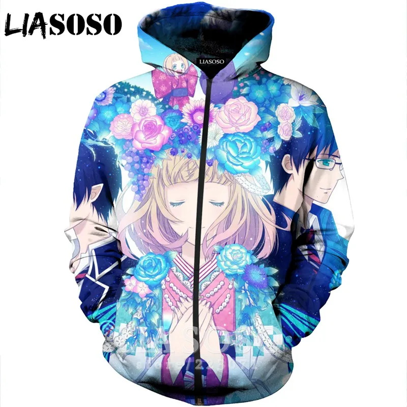 Мужская и Женская толстовка LIASOSO Синяя на молнии с 3D принтом B184-19 длинным рукавом