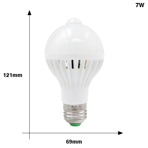 PIR Motion Sensor 7W Светодиодный лампы PIR с движения Сенсор лампы 5 Вт 220 V 7 ваттов 9 ваттов E27 AC 110 V свет Авто Смарт светодиодный инфракрасный нательный датчик звука настенный светильник для дома - Испускаемый цвет: PIR Motion Sensor 7W