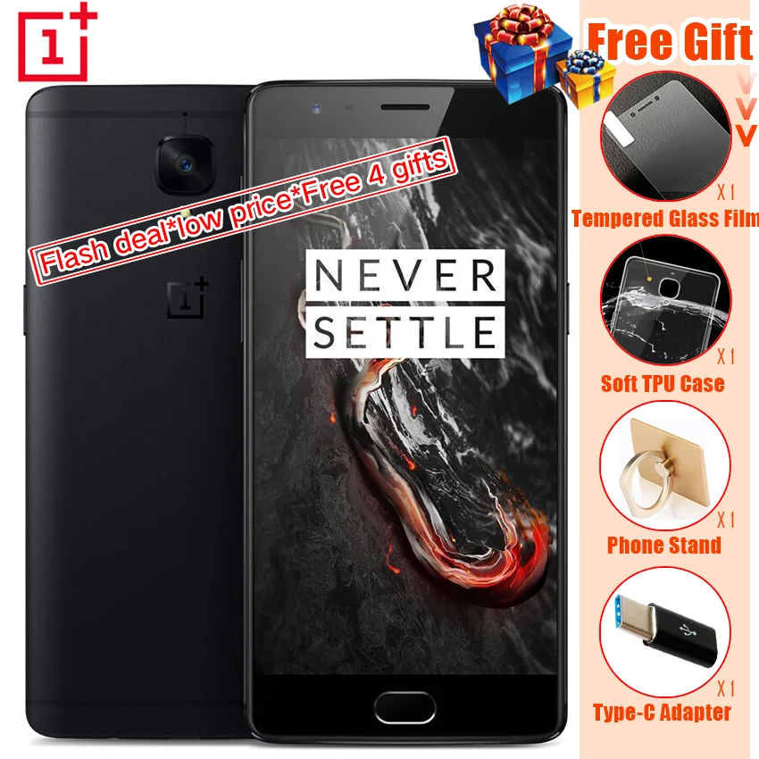 Оригинальный oneplus 3 т A3010 6 ГБ 128 мобильного телефона Android 6.0 Quad Core Snapdragon 821 5.5 &quotFHD