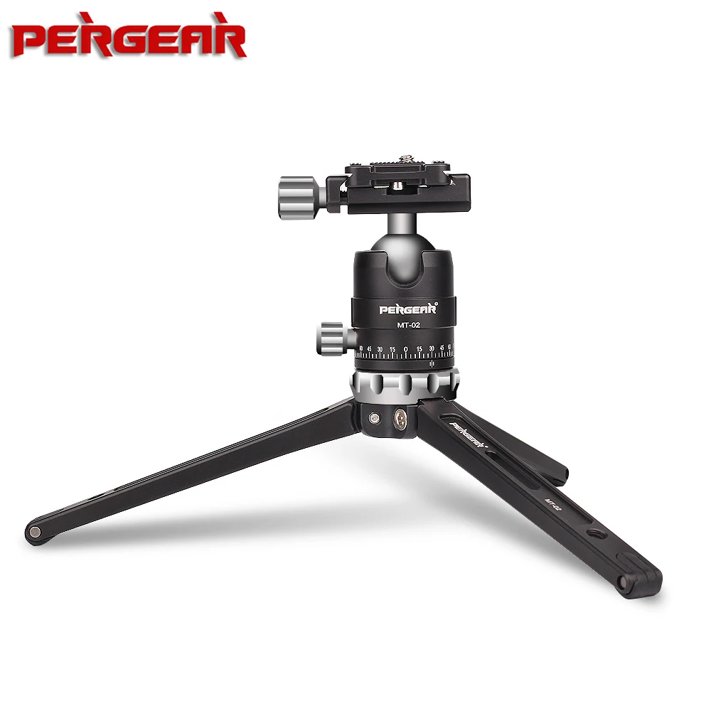 Pergear MT-02, алюминиевый сплав, мини настольный дорожный штатив, 15 кг, полезная нагрузка с 360 вращающейся шаровой головкой для камеры видеокамеры