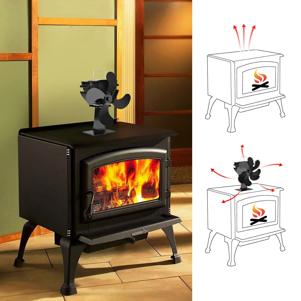 Stove Home Heat Powered Eco-friendly Durable Silent Fireplace 4 Blade Fan Mini | Обустройство дома