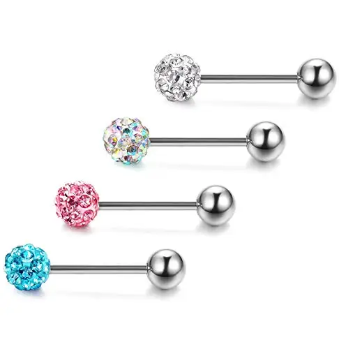 Кольцо MODRSA с выложенным кристаллом шариком украшение для пирсинга языком из