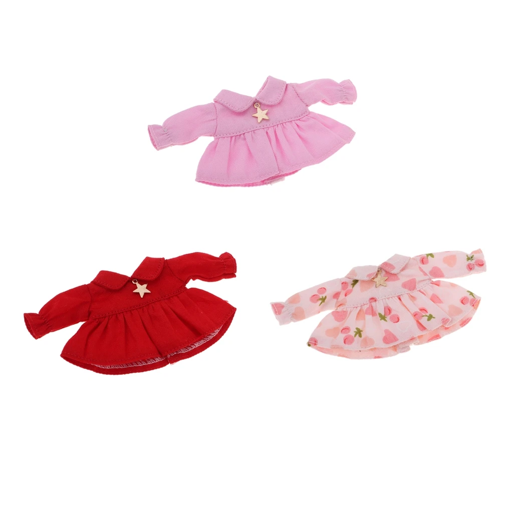MagiDeal милые куклы с длинным рукавом рубашка платье для OB11 1/12 BJD мини одеваются