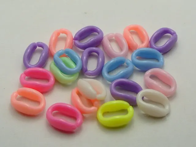 200 Смешанная Пастель Цвет акриловые овальные открытые кольца Бусины 16x11 мм