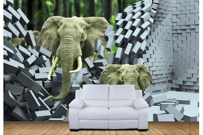 3D фото обои на заказ 3d настенная Гостиная слон персональный фон для гостиной |