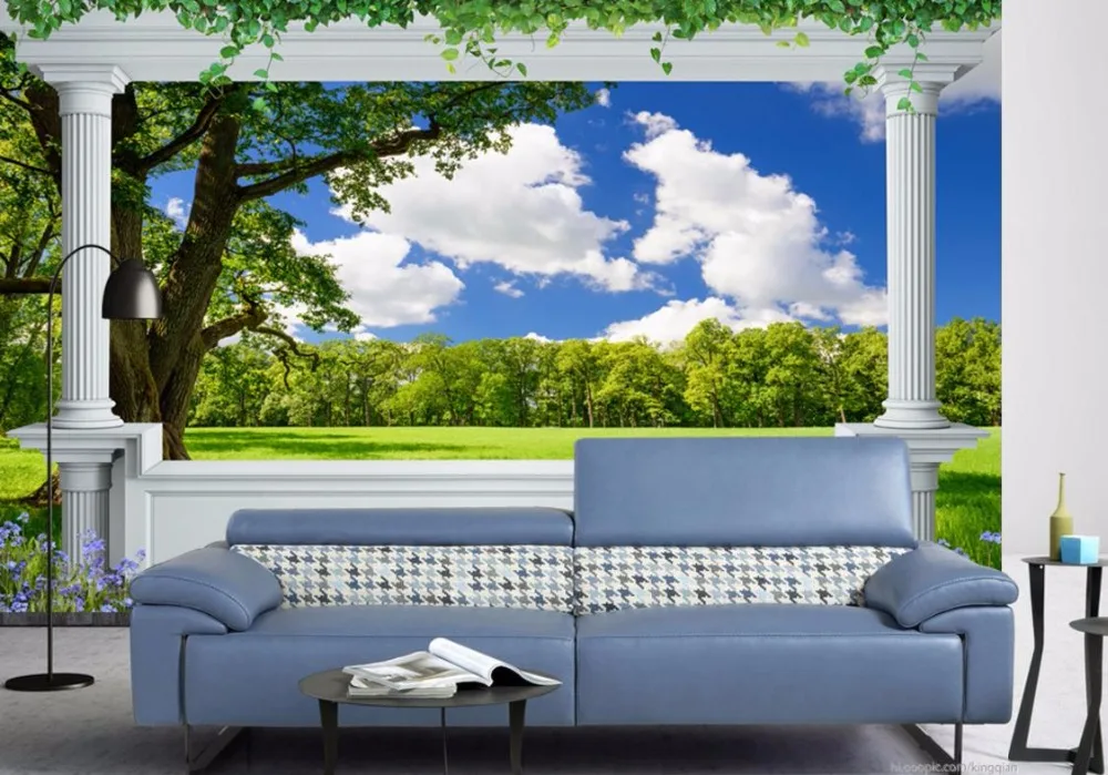 3D Настенные обои римская колонна луга пейзаж для дома стен фото обои|3d wallpaper|photo