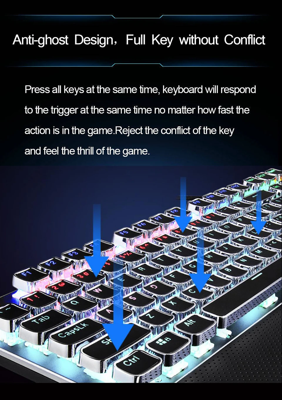 Механическая игровая клавиатура RGB светодиодный подсветкой 104 клавиш с подсветкой teclado анти-ореолы большие клавиши крутой дизайн для PC Gamer