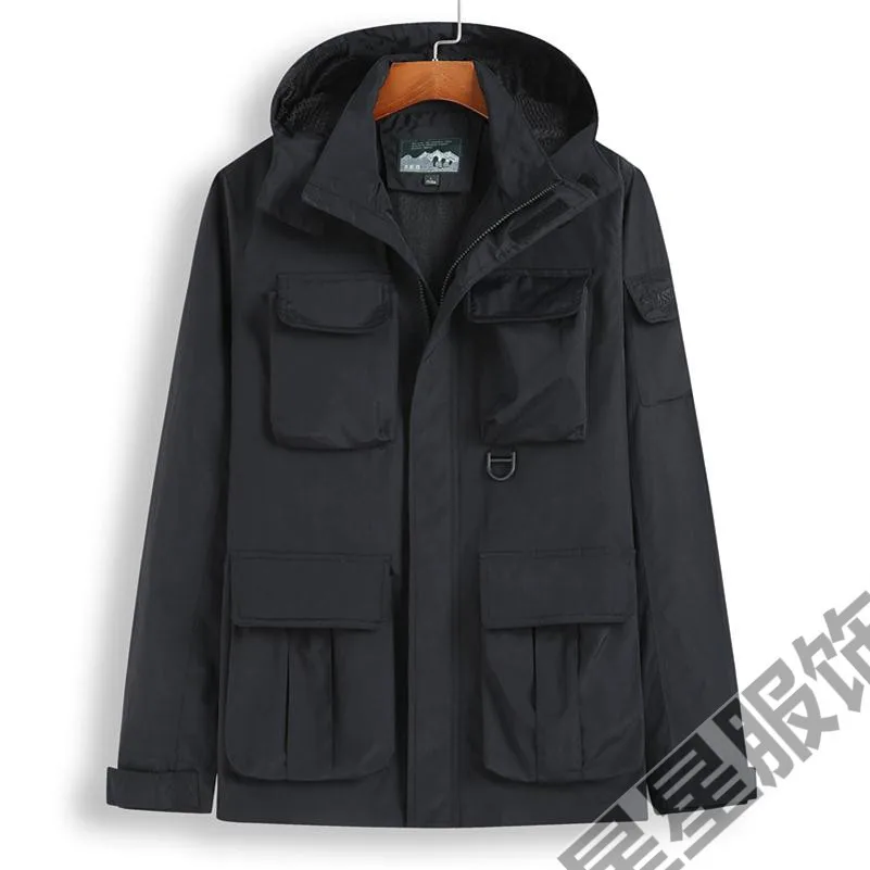 Черный Мужские хлопковые куртки размера плюс 6XL 7XL 8XL 10XL, военные карго куртки, тактические боевые деловые мужские пальто, куртки пилота для мужчин - Цвет: Черный
