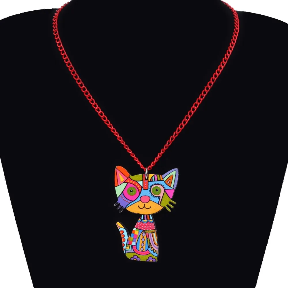 Bonsny Statement Acrylic Anime Kitten Cat Necklace Pendant Chain Choker Collar Animal Jewelry For Women Girls Pet Lovers Gift | Украшения и