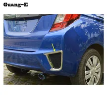 Car body ABS Chrome fiber cover trim back tail rear fog light lamp frame stick part 2pc For Honda Fit jazz 2014 2015 2016 2017