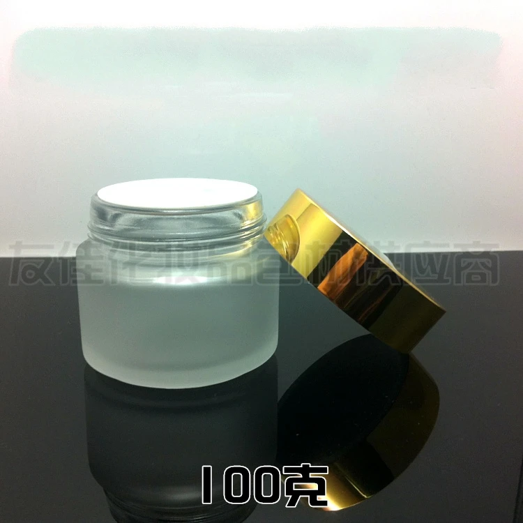 100g clear frosted glass cream jar with shiny gold aluminum lid 100 grams cosmetic packing for sample/eye bottle | Красота и здоровье