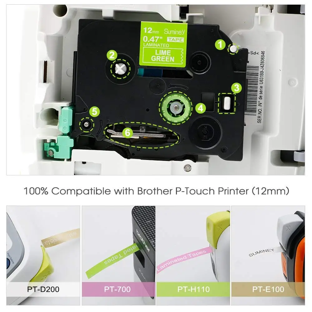 3-pack P Touch Label Tape Compatible for Brother 12mm*5m Laminated TZe-MQP35 TZe-MQG35 TZe-MQ835 Maker | Компьютеры и офис