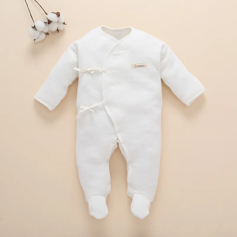 -Одежда для малышей Пижама с манжетами Хлопковая однотонная Мягкая Милая одежда