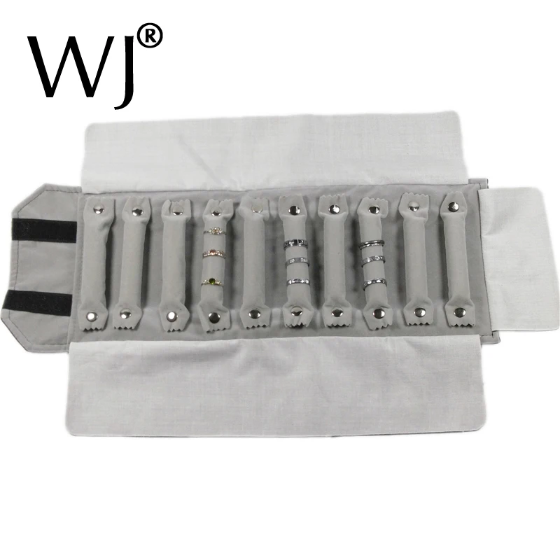 Портативная сумка для хранения ювелирных изделий из серого бархата складные