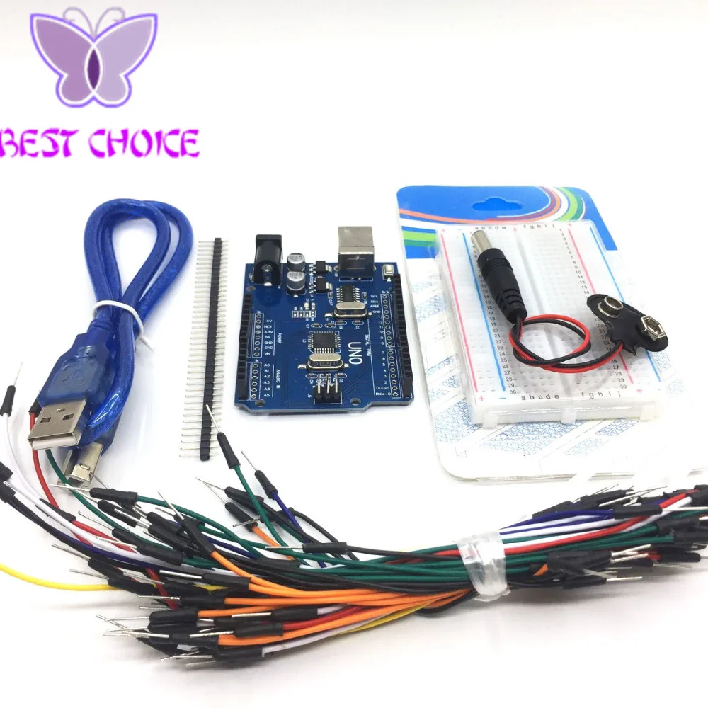 Стартовый комплект для arduino Uno R3 из 5 предметов: макетная плата джампер USB кабель и