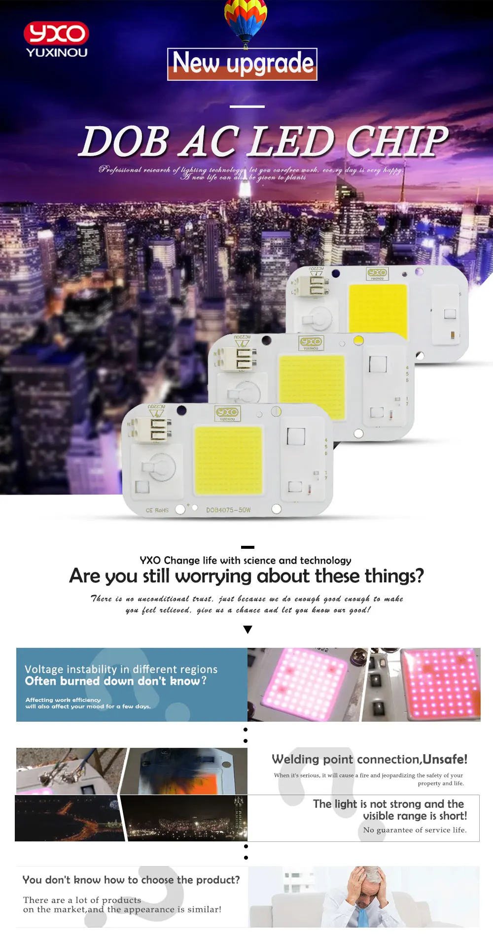 1 шт. DOB Dimmable светодиодный чип COB 20 Вт 30 Вт 50 Вт AC 220 В вход Smart IC драйвер подходит для DIY светодиодный прожектор