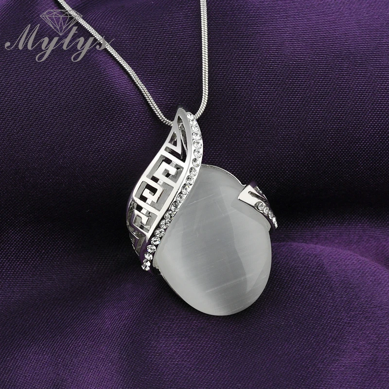 Mytys Новое поступление серебряный цвет подвеска с опалами ожерелье и набор