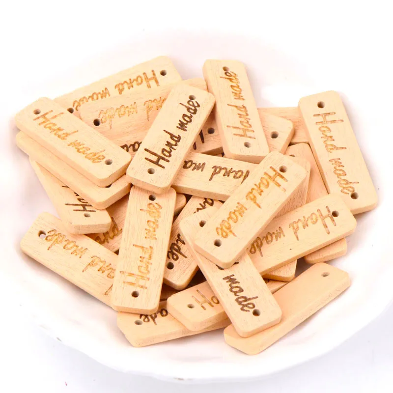 20. yellow 10x30mm Деревянный смешанный цвет слово бренд Овальный квадратной формы пуговицы 2 отверстия ручной работы одежда пошив скрапбукинга поделки аксессуары DIY 20 шт - Color: 20. yellow 10x30mm