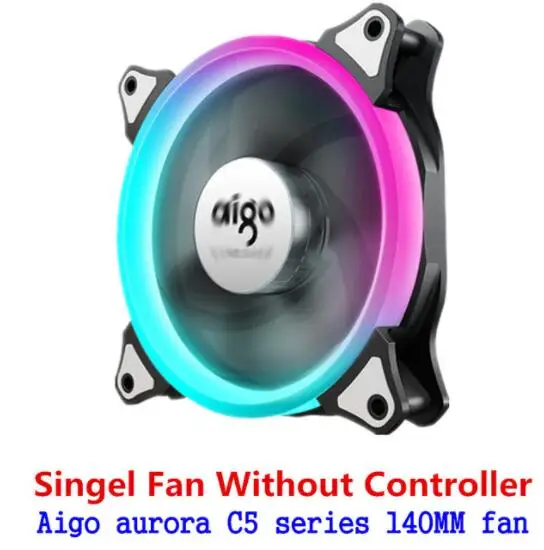 1fans 14cm Aigo C5 aura sync 3 P-5 V чехол для компьютера PC охлаждающий вентилятор RGB регулируемый светодиодный 140 мм тихий ИК-пульт дистанционного управления для компьютера охлаждающий RGB чехол-вентилятор - Цвет лезвия: 1fans 14cm