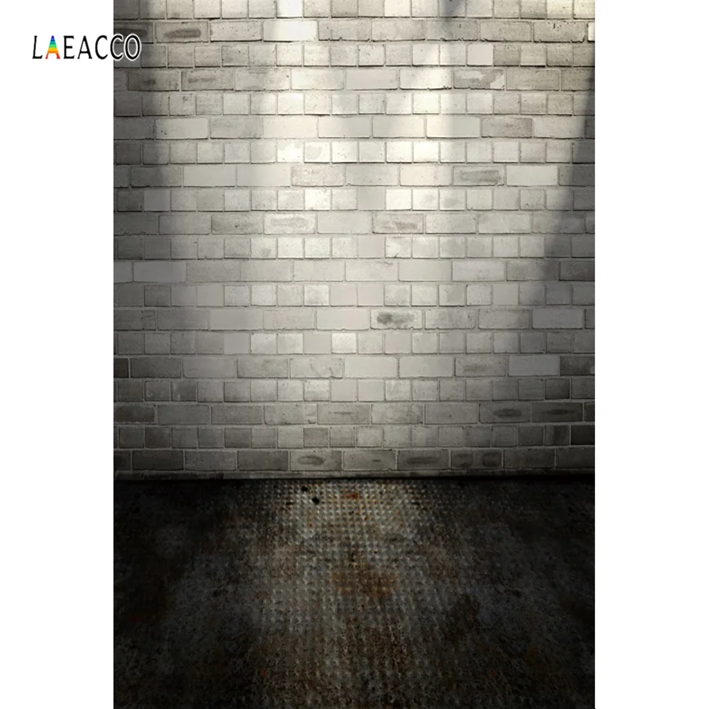 Виниловый фотостудия стена деревянный пол с серой стеной и кирпичами для