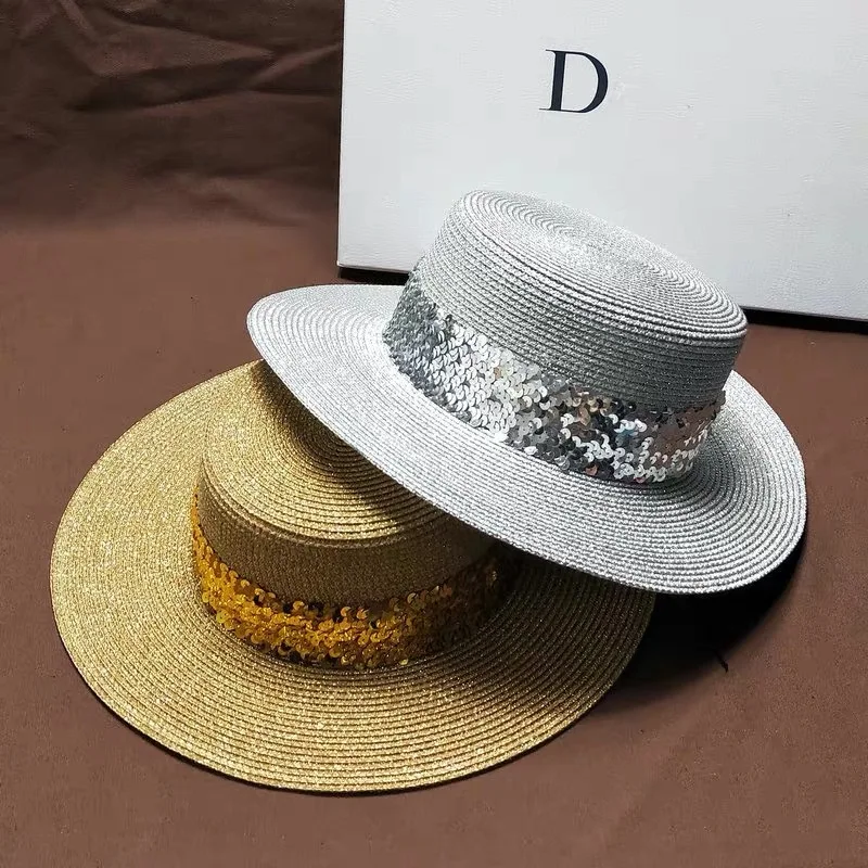 Мужская и Женская Вязаная Шляпа Fedora Пляжная вязаная шляпа из золотой серебряной