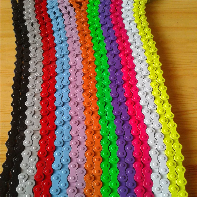 

Fixed Gear Track Bike Bicycle Chain Single Speed Steel Chain Magic Button Chain Colorful 96 Links 1Pc Bike Chain