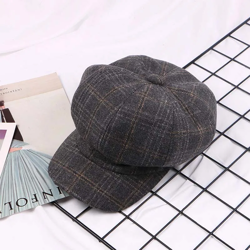 Мисс Милая кепка газетчика решетки восьмиугольная берет шляпа девушки покупки