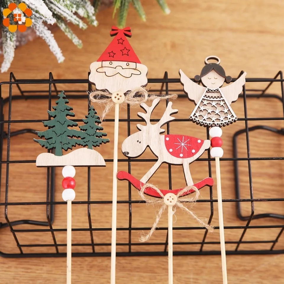 3 шт./компл. Санта-Клаус Рождественская елка деревянные топперы для торта с