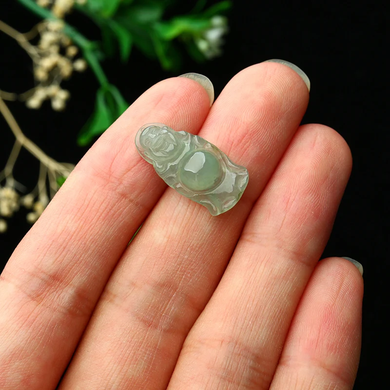 Натуральный нефрит Будда кулон Бирма лед восковой зеленый общественный