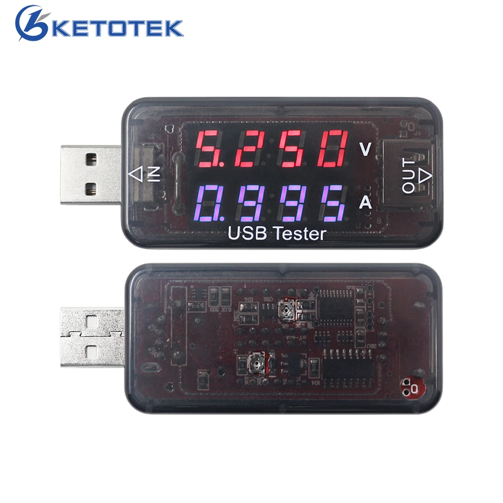 Двойной дисплей USB Тестер Вольтметр постоянного тока Амперметр Напряжение