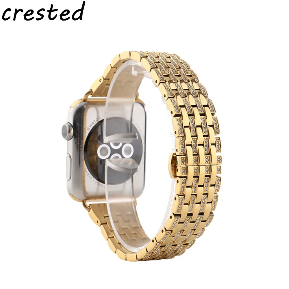 stainless steel watch band strap for apple 42mm/38 bracelet watchband butterfly diamond iwatch 1/2 | Наручные часы