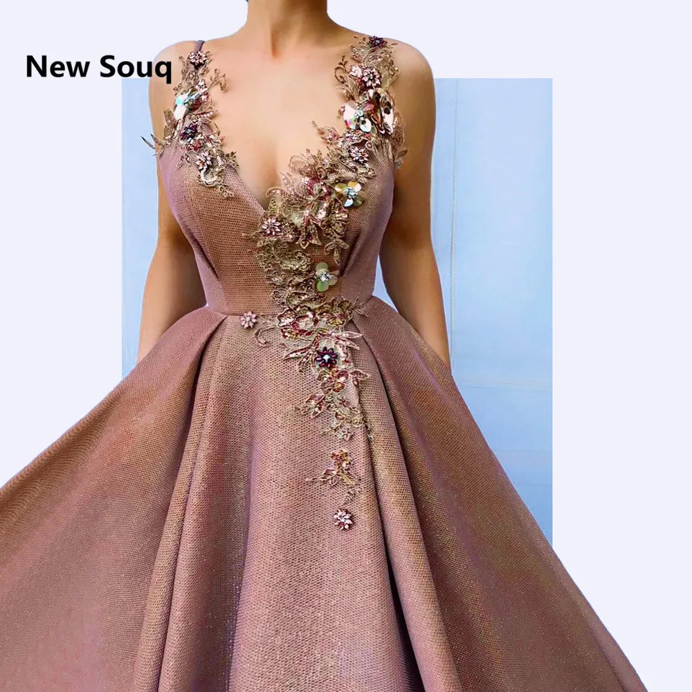 Blush Pink A-Line Evening Dresses Rhinestone Appliqued V-neck Sweep Train Gowns 2019 Middle East Prom Dress | Свадьбы и торжества