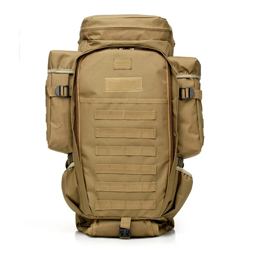Wolf Brown 65L Large Capacity Waterproof Tactical Military Backpack Sturdy Nylon Durable Gun Rucksack for Travel Hiking Camping Hunting - Цвет: Wolf Brown