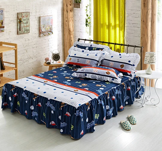 Хлопковая юбка кровать с синими цветами 1 шт. эластичное покрывало кроватный