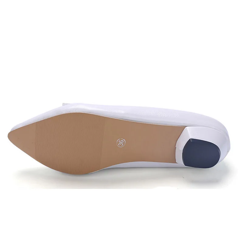 VTOTA/Новая женская обувь женские туфли лодочки на низком каблуке кожаные с бантом