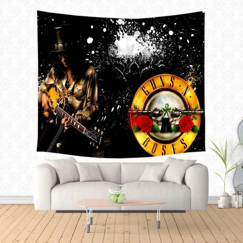 Wall Hanging Tapestry Guns and Rose Pattern Sandy Beach Picnic Throw Rug Blanket Travel Sleeping Pad Camping Tent | Дом и сад