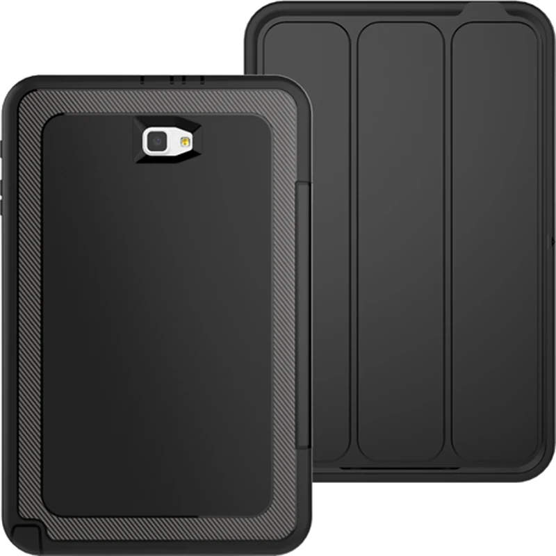 Для samsung Galaxy Tab A 10,1 T580 T585 SM-T580 Smart Cover Funda Защитная пленка для экрана для детей Противоударная Броня прочная полная защита - Цвет: black