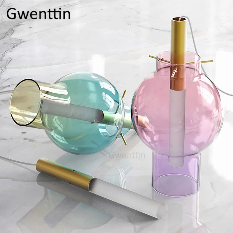 

Stained Glass Pendant Lamp Nordic Led Hanging Lights for Living Room Bedroom Kitchen Light Fixtures Loft Industrial Home Decor