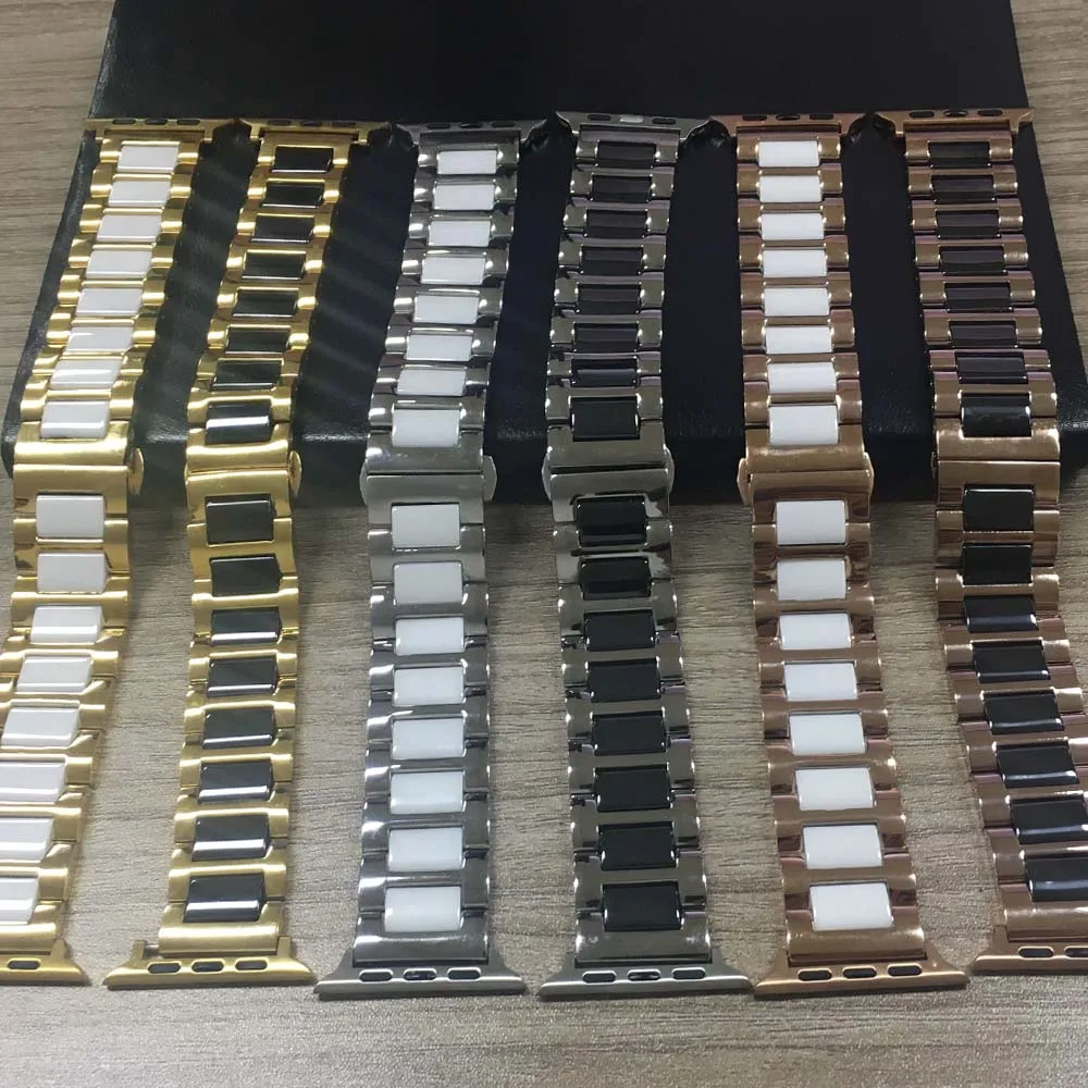 Браслет керамический из нержавеющей стали для Apple Watch Band Series 6 SE 5 4 3 ремешок 40 мм 44 38