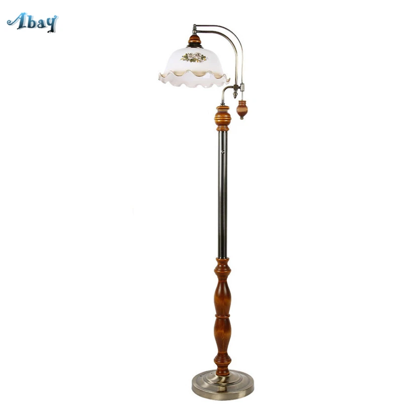 

American Retro Standing Floor Lamps Living Room Bedroom Bedside Table Lamps English Country Wooden Traditional Lights Fixtures