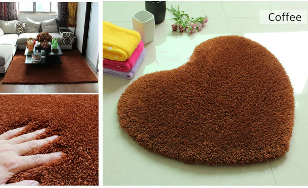 Мягкий Плюшевый коврик NiceRug в форме сердца 5 цветов | Дом и сад